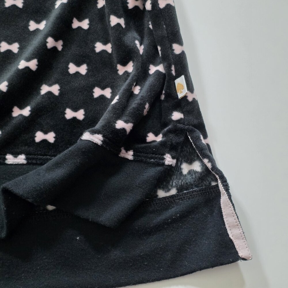 Kate Spade Pajama Set Womens L Black Pink Bow Tie Pattern Pockets Fleece Boho - Picture 16 of 16